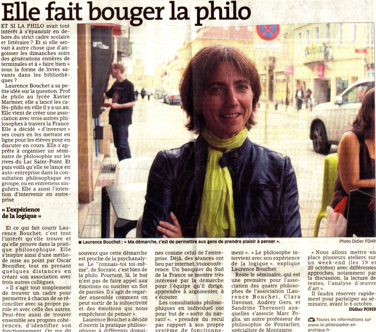 L’Est Républicain, 3 octobre 2013 : Elle fait bouger la philo