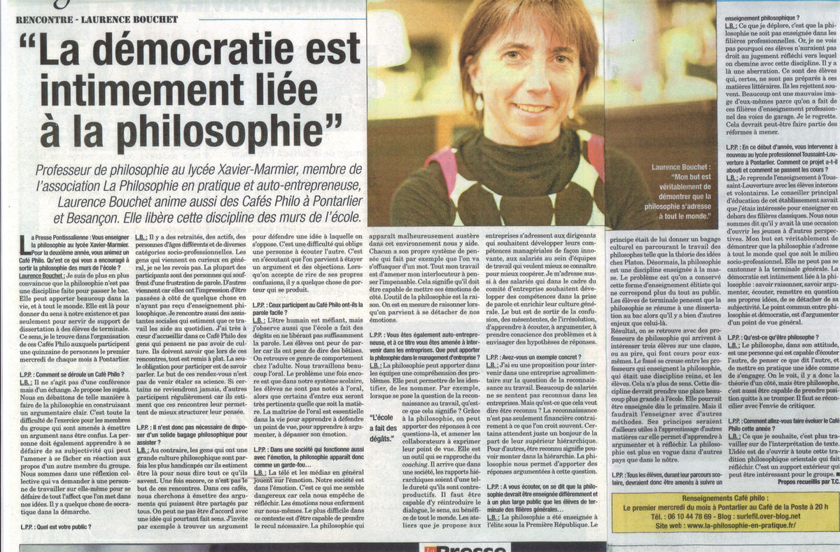Presse pontissalienne, 2014 : La démocratie est intimement liée à la philosophie