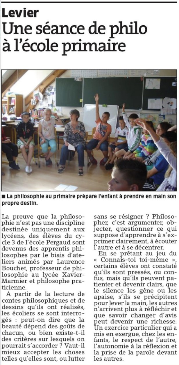 L’Est Républicain, 17 juin 2015 : Levier : une séance de philo à l’école primaire