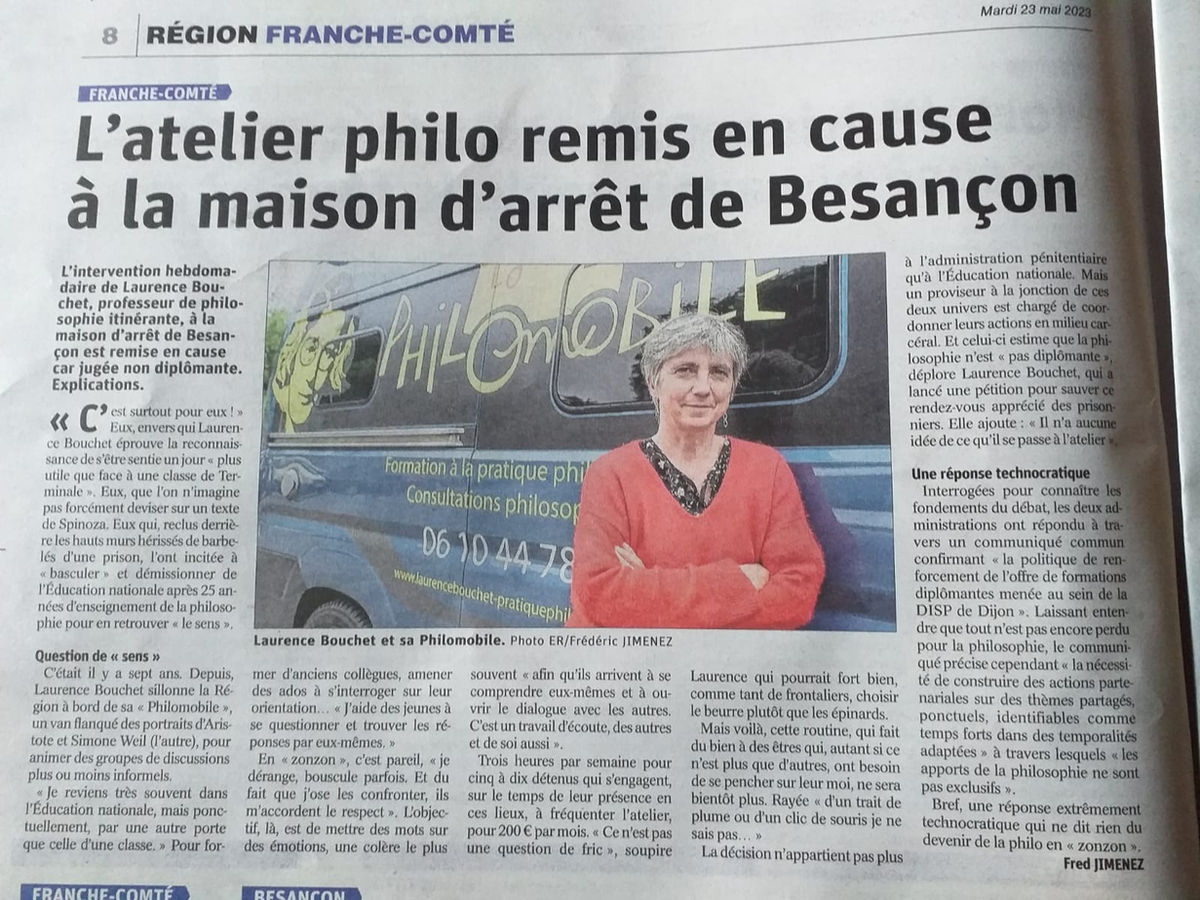 Presse régionale, 23 mai 2023 : L’atelier Philomobile en cause à la maison d’arrêt de Besançon